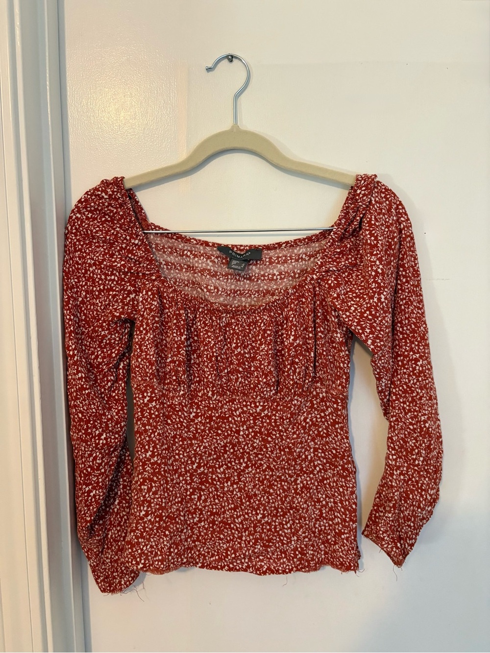 Primark Rust-Red Floral Square Neck Blouse